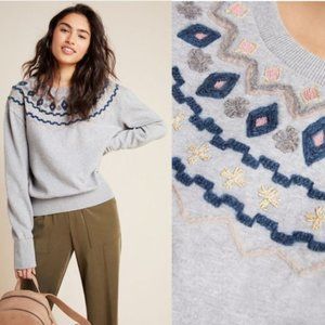 Anthropologie Maeve Roslyn embroidered sweatshirt